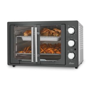 Oster Extra-Large French Door Air Fryer Countertop Oven Stainless Steel 60-Min Timer 6 Cooking Functions Versatile Accessories Reduces Energy and Cooking Time