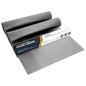 Oven Liners for Bottom of Oven – 2 Pack Large Heavy Duty Mats, 17”x25” Non-Stick Reusable Liner for Electric, Gas, Toasters, Grills – BPA & PFOA Free Kitchen Accessory to Keep It Clean (Silver)