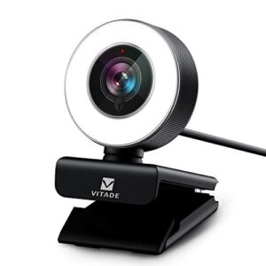PC Webcam for Streaming HD 1080P, 960A USB Pro Computer Web Camera Video Cam for Mac Windows Laptop Conferencing Gaming Webcam with Ring Light & Microphone