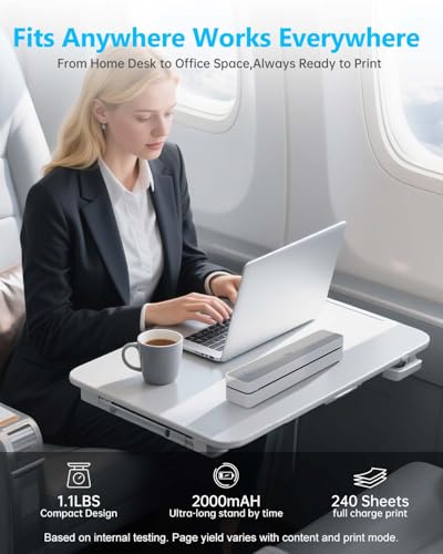 PRT Inkless Portable Printer for Travel, Wireless Thermal Printer Support 8.5 x 11 Inch US Letter A4 B5, Bluetooth Mobile Printers with iOS, Android, Laptop for Home Use, Car, Office, School, Grey - Image 7