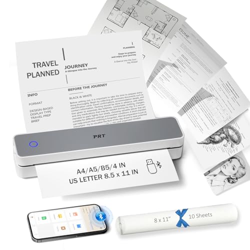 PRT Inkless Portable Printer for Travel, Wireless Thermal Printer Support 8.5 x 11 Inch US Letter A4 B5, Bluetooth Mobile Printers with iOS, Android, Laptop for Home Use, Car, Office, School, Grey - Image 2