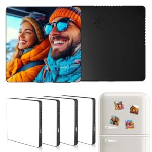 PYD Life 6 Pack Sublimation Music Fridge Magnet Blanks Black,3.93″x3.93″ Album Refrigerator Magnets,Built-in Music Can Play Songs for Heat Press Machine Printing,Customizable Gifts for Him/Her