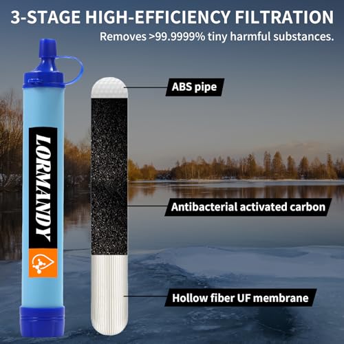 Personal Water Filter, Straw Water Purifier System, Outdoor Portable Water Fliter Straw, Emergency Survival Gear for Hiking Camping Accessories Travel Fishing Emergency Preparedness - Image 3