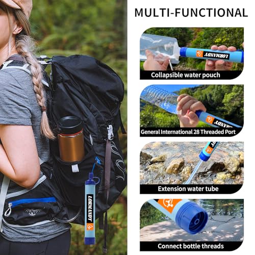 Personal Water Filter, Straw Water Purifier System, Outdoor Portable Water Fliter Straw, Emergency Survival Gear for Hiking Camping Accessories Travel Fishing Emergency Preparedness - Image 5