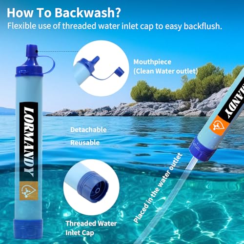 Personal Water Filter, Straw Water Purifier System, Outdoor Portable Water Fliter Straw, Emergency Survival Gear for Hiking Camping Accessories Travel Fishing Emergency Preparedness - Image 7