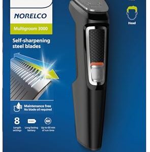 Philips Norelco Multi Groomer – 13 Piece Mens Grooming Kit for Beard, face, Nose, and Ear Hair Trimmer and Hair Clipper – NO Blade Oil Needed, MG3740/40