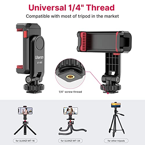 Phone Tripod Mount Holder for iPhone - ULANZI ST-06S Camera Hot 2 Cold Shoe Phone Mount Compatible for iPhone Android Sony Canon DJI Ronin S/SC Zhiyun Gimbals - Image 5