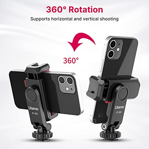 Phone Tripod Mount Holder for iPhone - ULANZI ST-06S Camera Hot 2 Cold Shoe Phone Mount Compatible for iPhone Android Sony Canon DJI Ronin S/SC Zhiyun Gimbals - Image 6