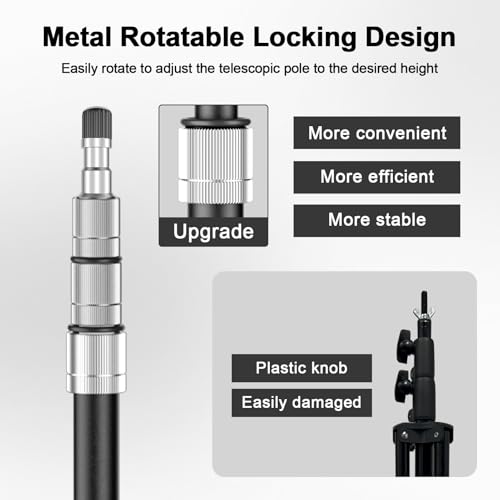 Photography Light Stand, 9.2ft/280cm Portable Reverse Folding Tripod with Travel Bag & 360 ° Rotatable Ball Head, Aluminum Tripod Stand for Video, Camera, Softbox, Umbrella, Wedding - Image 4