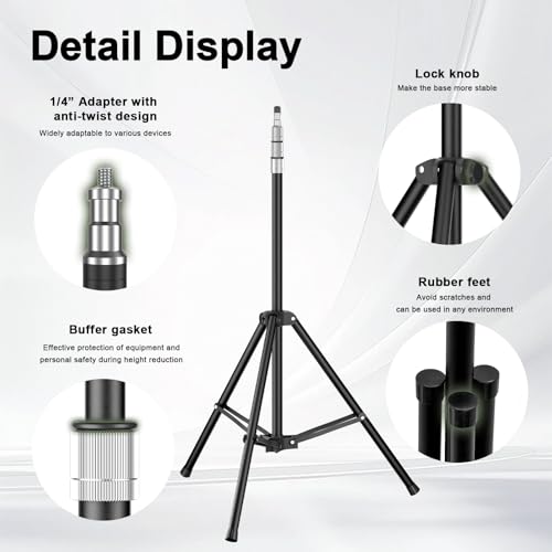 Photography Light Stand, 9.2ft/280cm Portable Reverse Folding Tripod with Travel Bag & 360 ° Rotatable Ball Head, Aluminum Tripod Stand for Video, Camera, Softbox, Umbrella, Wedding - Image 5