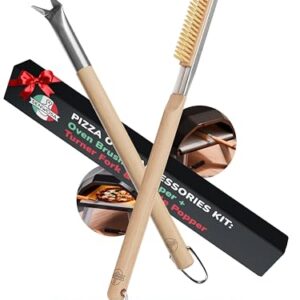 Pizza Oven & Stone Brush with Scraper, Turning Fork & Bubble Popper Bundle – Essential Accessories & Tools for Any Pizza Oven