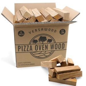 Pizza Oven Wood – Kiln-Dried Oak Wood for Pizza Ovens, 6-Inch Barkless Logs, Ideal for Ooni, Gozney, Solo Stove, and Other Wood-Fired Pizza Ovens, Grills, and Smokers – Approx. 12 lbs