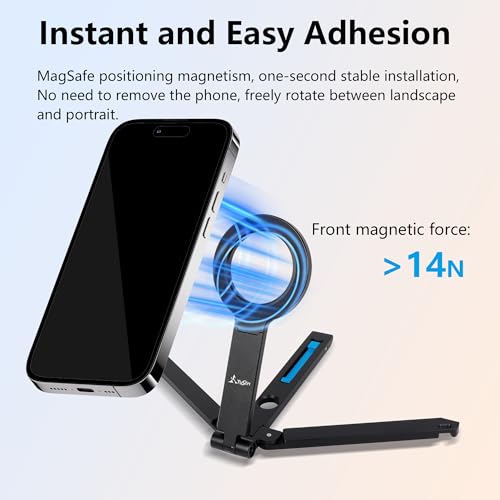 Pocket Phone Tripod Magnetic Stretchable Foldable Phone Tripod Stand Smartphone Desk Holder Equipped with Standard 1/4 inch Screw Thread,Ideal for iPhone 16/15/14/13/12,Video,vlog,Travel - Image 5