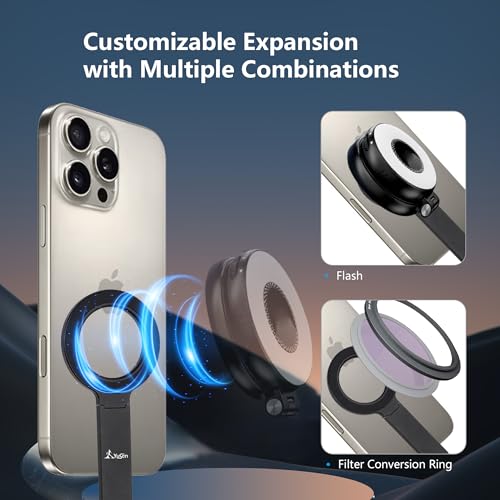 Pocket Phone Tripod Magnetic Stretchable Foldable Phone Tripod Stand Smartphone Desk Holder Equipped with Standard 1/4 inch Screw Thread,Ideal for iPhone 16/15/14/13/12,Video,vlog,Travel - Image 6