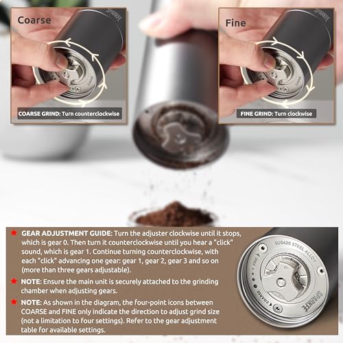 Portable Electric Coffee Grinder, Rechargeable Wireless Handheld Grinder with Stainless Steel Conical Burr, Adjustable Grind Settings, for Espresso, Moka, Pour Over, French Press, Cold Brew - Image 4