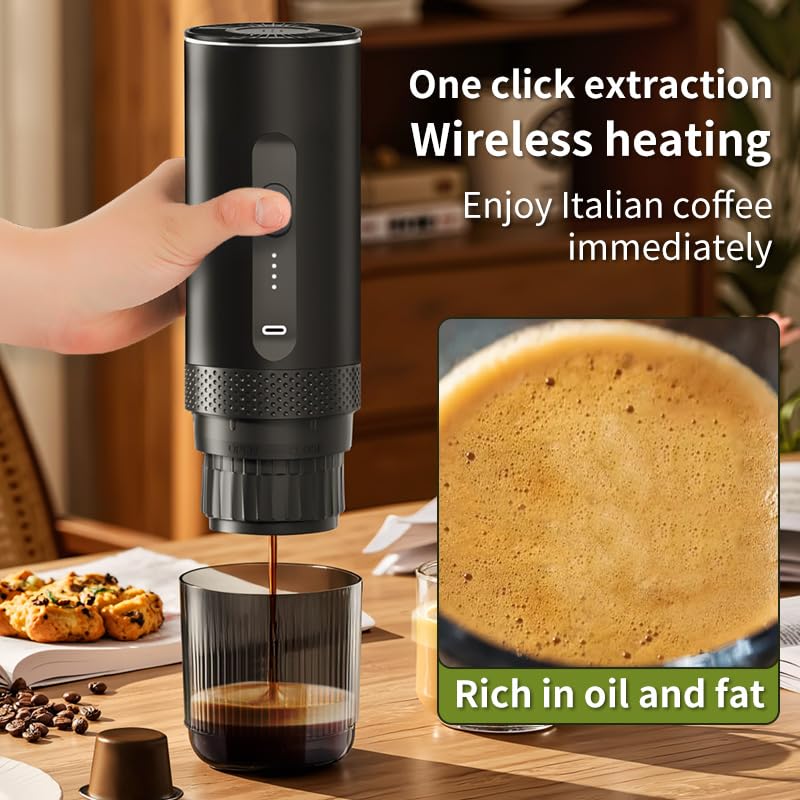 Portable Espresso Maker - Wireless Heating, Rich Oil Content, for Home,Outdoor,Travel & Daily Use-Your Ideal Coffee Companion,With Ground Coffee & NS Capsule for RV, Hiking, Office - Image 5