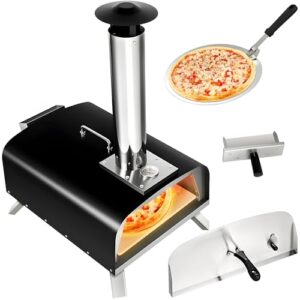 Portable Pizza Stove Wooden Particles, 13 Inch, Camping Pizza Oven, Stainless Steel, Outdoor Wood Fired Pizza Oven for Pizza Maker Backyard