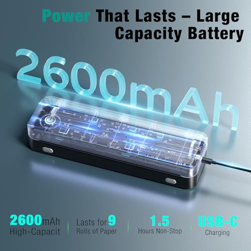 Portable Printer Wireless for Travel, Inkless Thermal Printer Supports 8.5 x 11 Inch Thermal Paper, Bluetooth Compatible with iOS, Android, Laptop Includes 2 Rolls & 10 Sheets of Paper Kit - Image 6