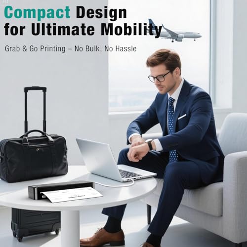 Portable Printer Wireless for Travel, Inkless Thermal Printer Supports 8.5 x 11 Inch Thermal Paper, Bluetooth Compatible with iOS, Android, Laptop Includes 2 Rolls & 10 Sheets of Paper Kit - Image 7