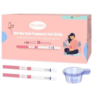 Pregnancy Test Strips with Urine Cups, hCG Detection Home Pregnancy Test, Sensitive & Over 99% Accurate, 20 Count Individually Wrapped, Rapid Prenancy Tests Kit 5mm Wider 25mIU/mL