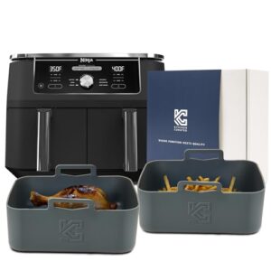 Premium 2-Piece Silicone Air Fryer Liners – Reusable, Custom-Fit for Ninja DualZone 10-Quart Air Fryers (DZ401, DZ550 Compatible)
