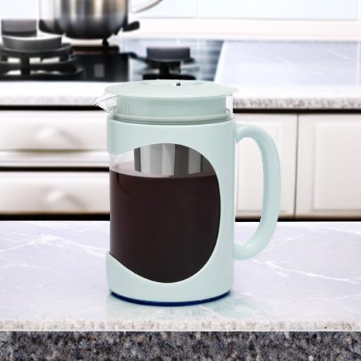 Primula Burke Deluxe Cold Brew Iced Coffee Maker, Comfort Grip Handle, Durable Glass Carafe, Removable Mesh Filter, Perfect 6 Cup Size, Dishwasher Safe, 1.6 qt, Aqua - Image 3