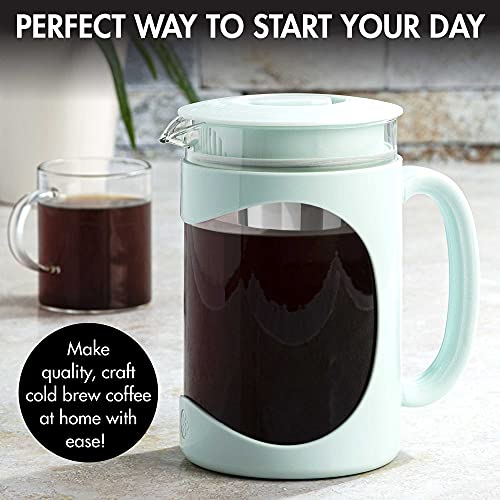 Primula Burke Deluxe Cold Brew Iced Coffee Maker, Comfort Grip Handle, Durable Glass Carafe, Removable Mesh Filter, Perfect 6 Cup Size, Dishwasher Safe, 1.6 qt, Aqua - Image 5