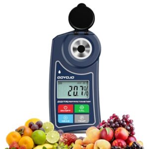 Refractometer – Digital Brix Refractometer, 0-55% Range GOYOJO Brix Meter ±0.5 Brix/1℃ Accuracy with ATC for Fruits, Juices, Food, Vegetables, Beer, Wine, Drinks, Coffee &Mor Liquid Sugar Content Test