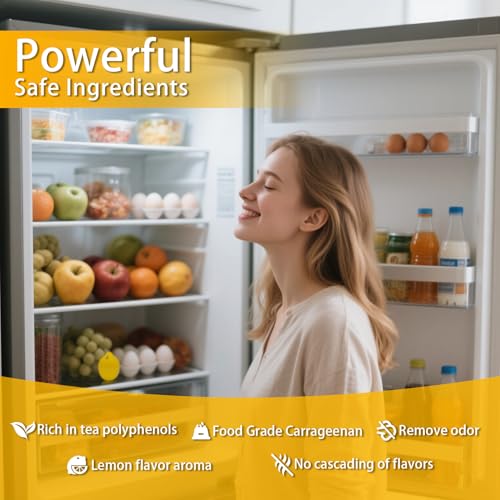 Refrigerator Deodorizer, Fridge Deodorizer More Effective Than Baking Soda, Refrigerator Odor Absorber for Refrigerator Freezer and Freezer Compartments, Natural Gel，(4 Pcs/Lemon Flavor) - Image 3