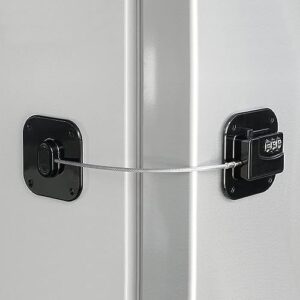 Refrigerator Lock, Heavy Duty Fridge Lock, Combination Lock for Refrigerator Cabinets, Drawers, Safety, Easy Install No Keys Needed (Black-1Pack)