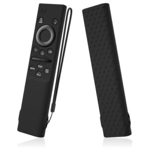 Remote Cover Compatible with Samsung Remote bn59-01393/bn59-01388 Silicone Case Cover with Lanyard (Black)