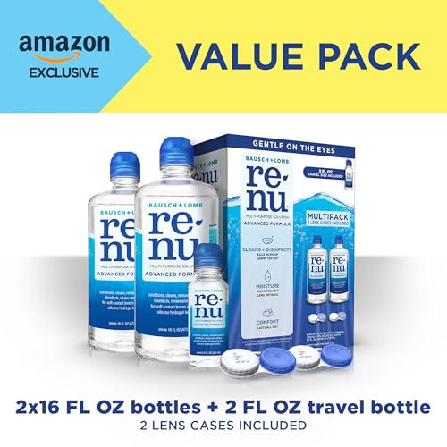 Renu Contact Lens Solution, Advanced Formula, Multi-Purpose Solution with Lens Case, Gently Cleans, Disinfects, Moisturizes & Hydrates Soft Lenses, 16 Fl Oz (Pack of 2) + Travel Size 2 Fl Oz - Image 5