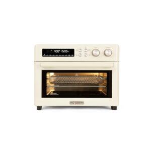 Retro Style Infrared Heating Air Fryer Toaster Oven, Extra Large Countertop Convection Oven 10-in-1 Combo, 6-Slice Toast, Enamel Baking Pan Easy Clean with Recipe Book, Almond Yellow Color