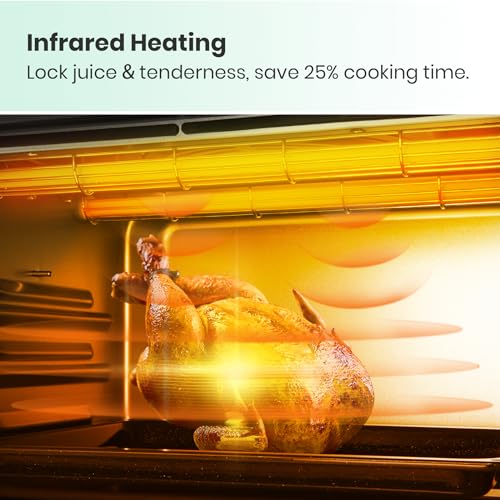 Retro Style Infrared Heating Air Fryer Toaster Oven, Extra Large Countertop Convection Oven 10-in-1 Combo, 6-Slice Toast, Enamel Baking Pan Easy Clean with Recipe Book, Green Color - Image 6