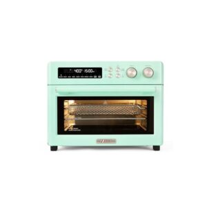 Retro Style Infrared Heating Air Fryer Toaster Oven, Extra Large Countertop Convection Oven 10-in-1 Combo, 6-Slice Toast, Enamel Baking Pan Easy Clean with Recipe Book, Green Color
