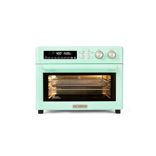 Retro Style Infrared Heating Air Fryer Toaster Oven, Extra Large Countertop Convection Oven 10-in-1 Combo, 6-Slice Toast, Enamel Baking Pan Easy Clean with Recipe Book, Green Color - Image 2