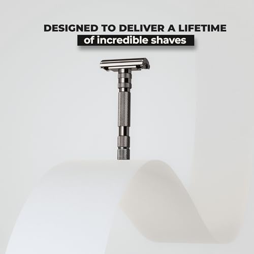 Rockwell T2 | Twist-To-Open (TTO) Double-Edge Safety Razor | Full Metal | Includes 5 Fully Recyclable Stainless Steel Blades (Gunmetal Chrome) - Image 7