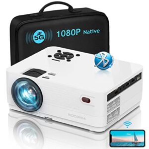 Roconia 5G WiFi Bluetooth Native 1080p Projector, 12000LM Full HD Movie Projector, 300″ Display Support 4k Home Theater,Compatible with iOS/Android/XBox/PS4/TV Stick/HDMI/USB (White)
