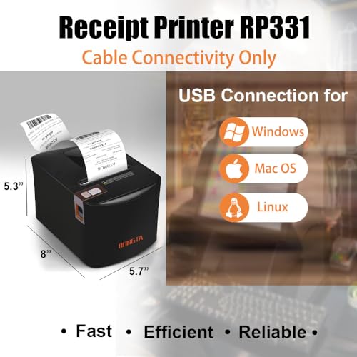 Rongta Thermal Receipt Printer, 80mm High-Speed POS Printer with Auto Cutter, 250mm/s, Ideal for Kitchen & Small Business, Compatible with Windows, Linux, MacOS - Image 3