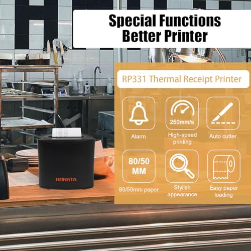 Rongta Thermal Receipt Printer, 80mm High-Speed POS Printer with Auto Cutter, 250mm/s, Ideal for Kitchen & Small Business, Compatible with Windows, Linux, MacOS - Image 4