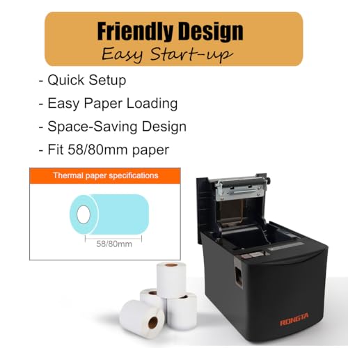 Rongta Thermal Receipt Printer, 80mm High-Speed POS Printer with Auto Cutter, 250mm/s, Ideal for Kitchen & Small Business, Compatible with Windows, Linux, MacOS - Image 6