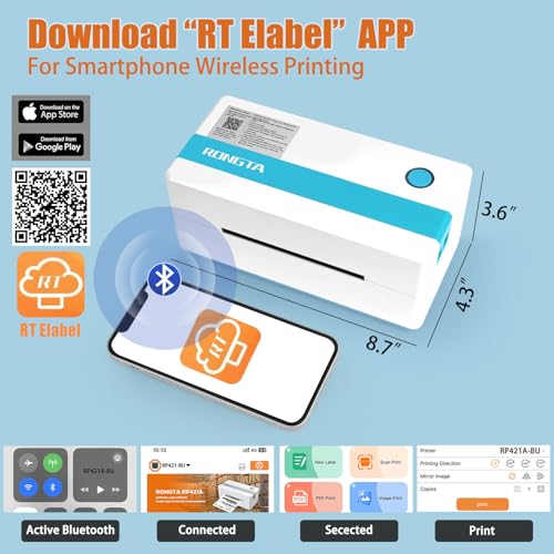 Rongta Thermal Shipping Label Printer, Bluetooth Wireless 4x6 Sticker Label Maker for Package, Compatible with Windows, Mac, Android & iPhone, Used for Business of Amazon, Ebay, Etsy, Shopify USPS - Image 5
