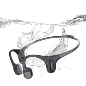 Run Plus Bone Conduction Headphones, Open-Ear Bluetooth Headphones, 32GB MP3 Player, IP68 Waterproof Swimming Earbuds, Deep Bass, Secure Fit for Running, Gym and Daily Use, Black
