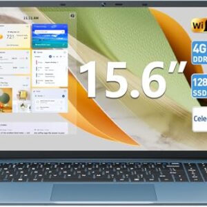 SGIN Laptop Computer 15.6 Inch, 11 Home Laptops with 4GB RAM 128GB SSD, Celeron N4000 Processor Notebook, BT4.2.0, HDMI, 7000mah, WiFi, UHD Graphics 600, Type-C, 2.4/5G WiFi
