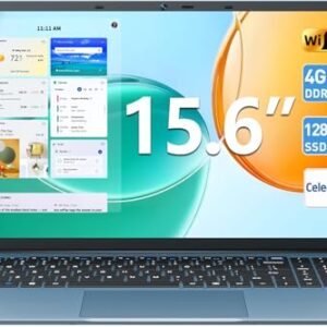SGIN Laptop Computer 15.6 Inch, Laptops with 4GB RAM 128GB SSD, Celeron N4000 Processor Notebook, BT4.2.0, Mini HDMI, 7000mah, WiFi, UHD Graphics 600, Type-C, 2.4/5G WiFi