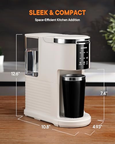 SHARDOR 3 in 1 Single Serve Coffee Machine, K Cup Coffee Maker Compatible with Ground Coffee & Teas, 6 to 14oz Brew Sizes, 40oz Removable Water Tank, Descale Settings, White - Image 3