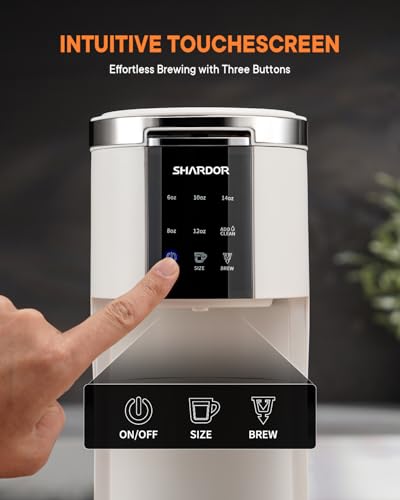 SHARDOR 3 in 1 Single Serve Coffee Machine, K Cup Coffee Maker Compatible with Ground Coffee & Teas, 6 to 14oz Brew Sizes, 40oz Removable Water Tank, Descale Settings, White - Image 6