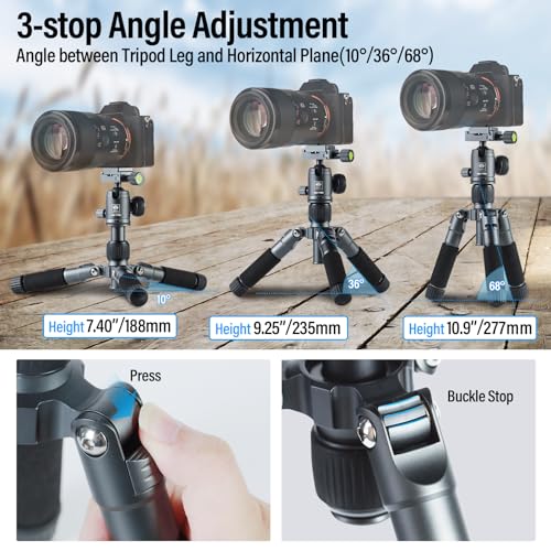 SIRUI Compact Mini Desktop Tripod, 20" Aluminum Portable Small Tabletop Tripod Stand with 360° Ball Head for DSLR, Camera, Phone, Loaded up to 17.64lbs, Phone Holder Included, AM-TT50 - Image 4