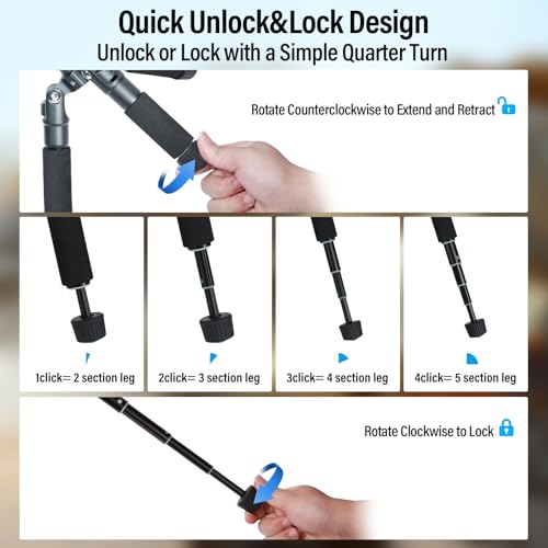 SIRUI Compact Mini Desktop Tripod, 20" Aluminum Portable Small Tabletop Tripod Stand with 360° Ball Head for DSLR, Camera, Phone, Loaded up to 17.64lbs, Phone Holder Included, AM-TT50 - Image 5