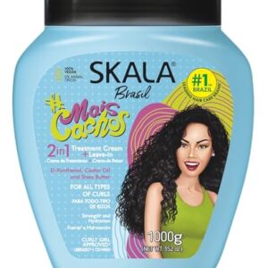 SKALA Mais Cachos for hair type 3ABC – 2 IN 1 Conditioning Treatment Cream & Cream To Comb 35.2oz, BLUE